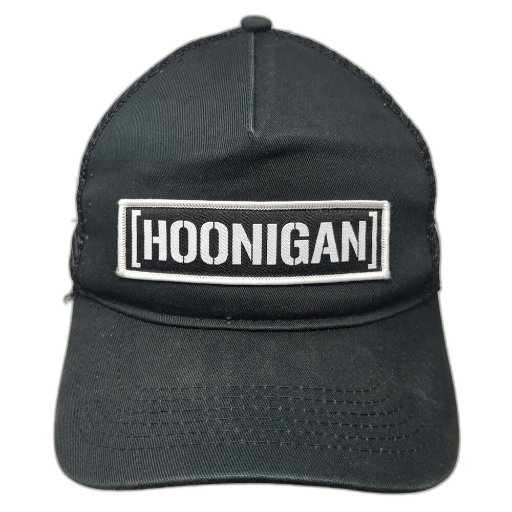 Hoonigan Trucker Hat Black One Size Mesh Back Snapback Logo Patch Racing Car